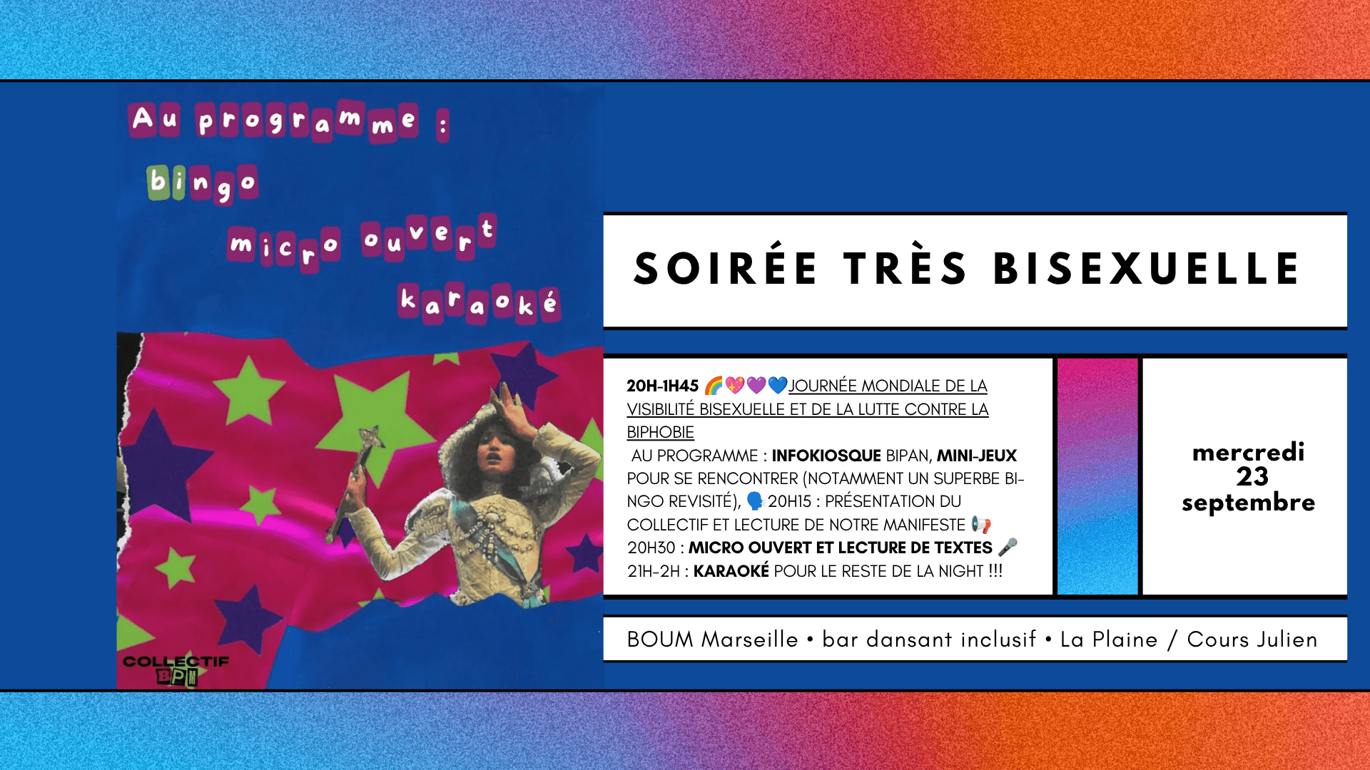 Soirée très bisexuelle - karaoké, lectures, bingo, openmic